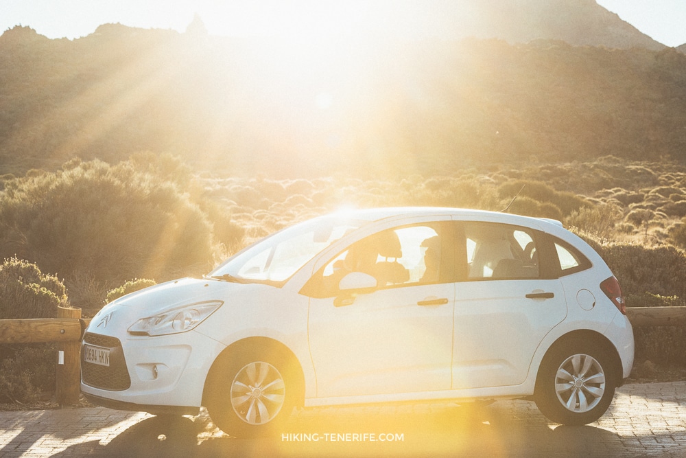 Small rental car in Tenerife mountain light
