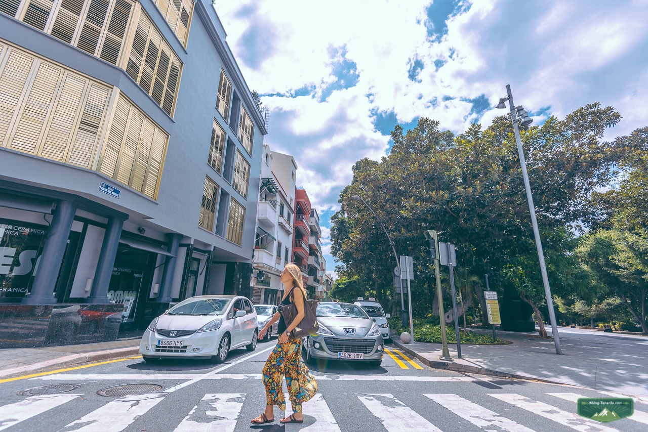 Pedestrian crossing on a La Laguna Tenerife street