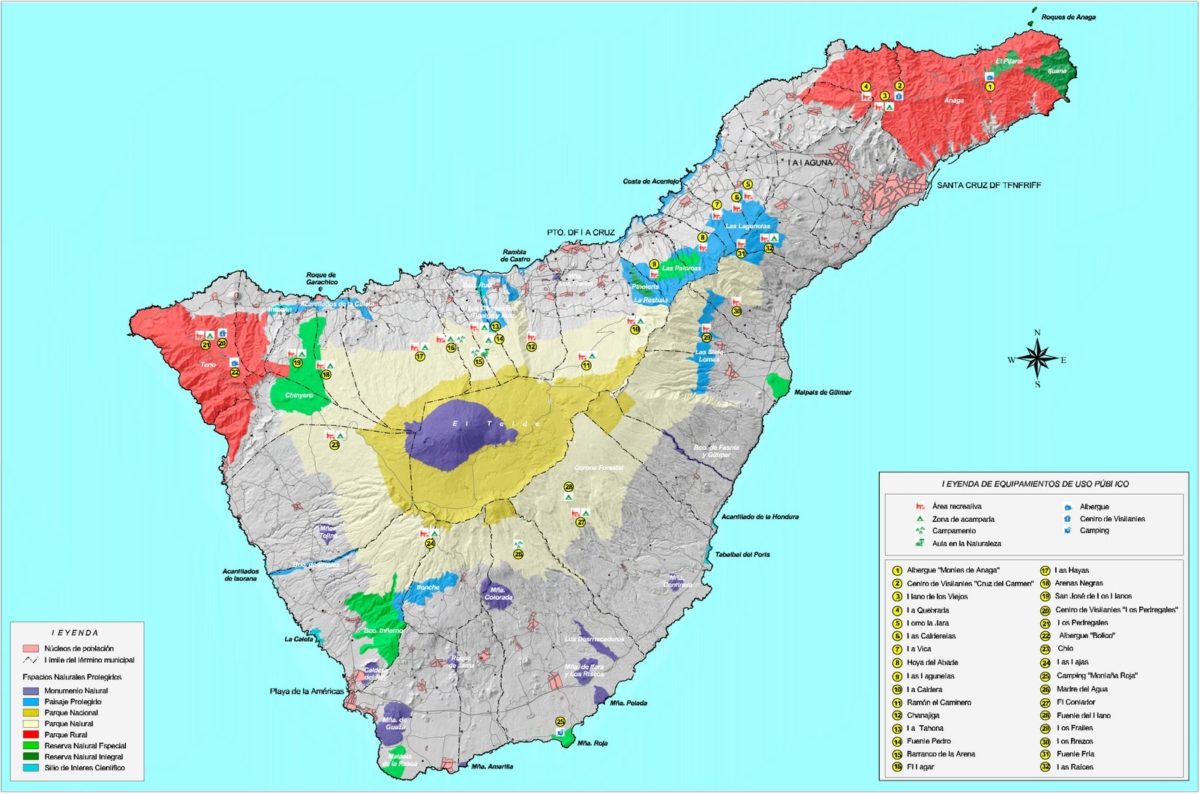 карта национальных парков Тенерифе