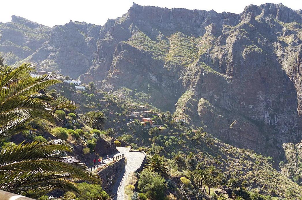 Masca Gorge trail below Tenerife cliffs