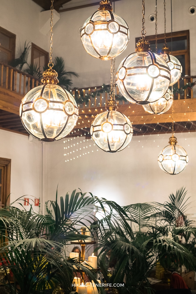 Warm holiday lights inside La Laguna Tenerife