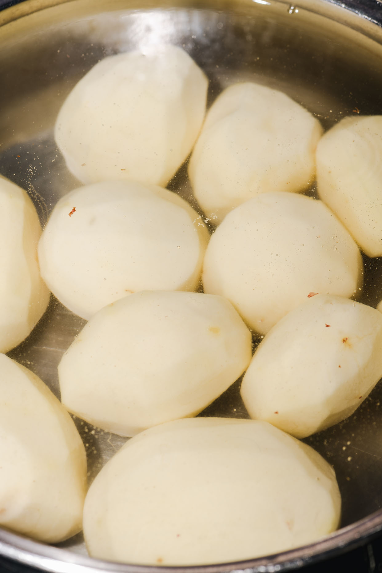 Small boiled potatoes prepared as a side for grilled octopus